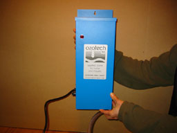 1140Place ozonator on wall with tube sloping down.